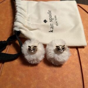 Kate Spade Owl Earrings with Faux Fur